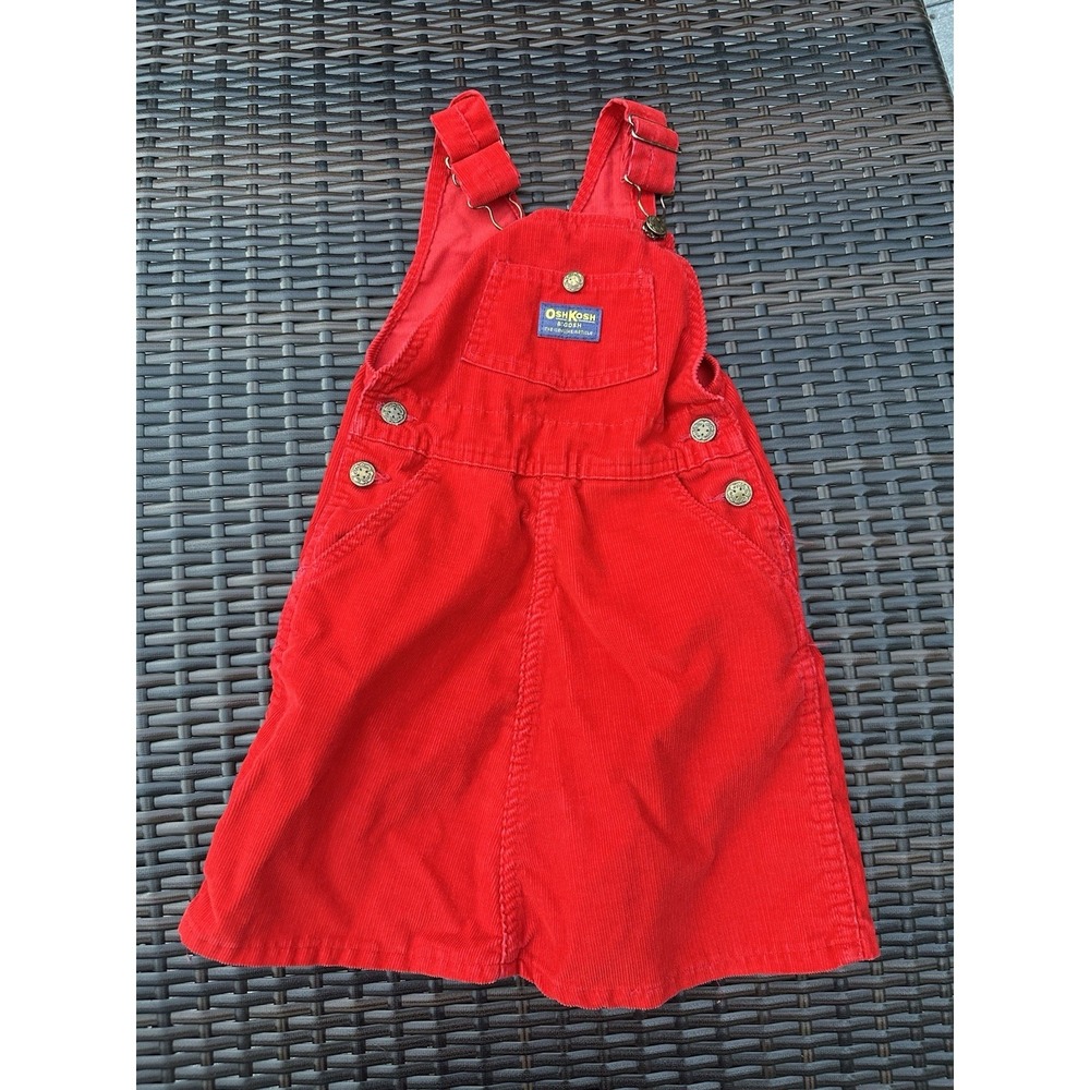 Vintage Osh Kosh B'Gosh Corduroy red  Overall Dress  Vestbak Girls Size 6